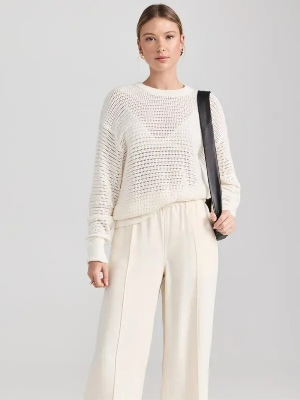 Varley Women's Cream Open-Knit Pullover Sweater Size Xs